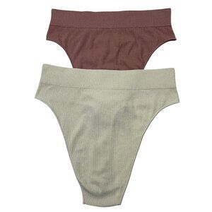 SKIMS Stretch Rib Thongs NEW Lot of 2‎ Rose Clay Bone 4X/5X